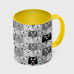 Кружка 3D Котейки, цвет: 3D-белый + желтый