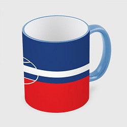 Кружка 3D Флаг космический войск РФ, цвет: 3D-небесно-голубой кант