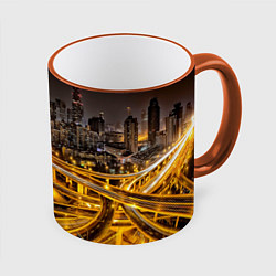 Кружка 3D Шанхай - авторазвязка, цвет: 3D-оранжевый кант
