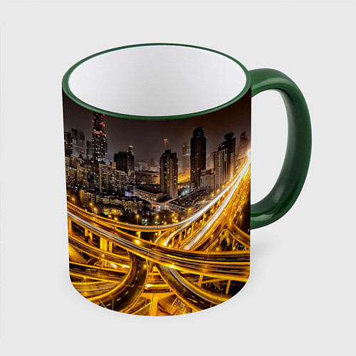 Кружка цветная Шанхай - авторазвязка / 3D-Зеленый кант – фото 1