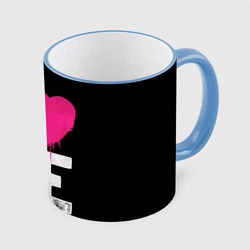 Кружка цветная Love Heart / 3D-Небесно-голубой кант – фото 1