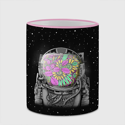 Кружка цветная Цветочный астонавт / 3D-Розовый кант – фото 2