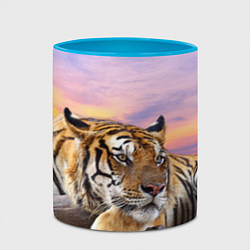 Кружка 3D Тигр на закате, цвет: 3D-белый + небесно-голубой — фото 2
