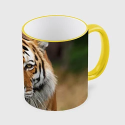 Кружка 3D Рык тигра, цвет: 3D-желтый кант