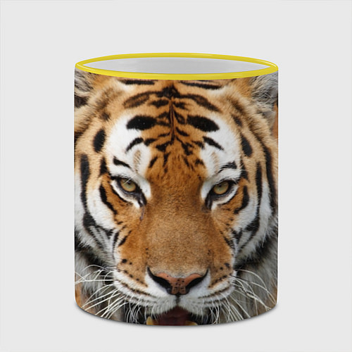 Кружка цветная Рык тигра / 3D-Желтый кант – фото 2
