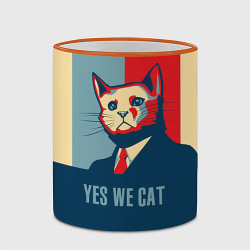 Кружка цветная Yes we CAT / 3D-Оранжевый кант – фото 2