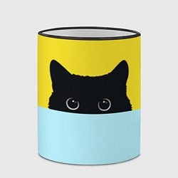 Кружка 3D Черный кот выглядывает, цвет: 3D-черный кант — фото 2