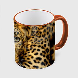 Кружка 3D Улыбка леопарда, цвет: 3D-оранжевый кант