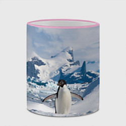 Кружка 3D Пингвин в горах, цвет: 3D-розовый кант — фото 2