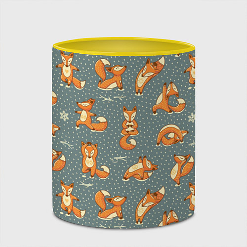 Кружка цветная Foxes Yoga / 3D-Белый + желтый – фото 2