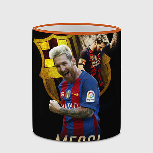 Кружка цветная Messi Star / 3D-Оранжевый кант – фото 2