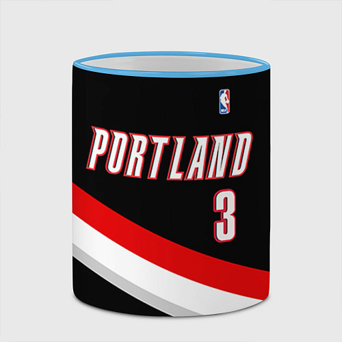 Кружка цветная Portland Trail Blazers 3 / 3D-Небесно-голубой кант – фото 2