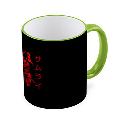 Кружка 3D Японские иероглифы - самурай, цвет: 3D-светло-зеленый кант