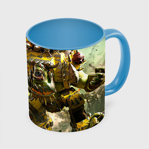Кружка цветная WH40k warboss / 3D-Белый + небесно-голубой – фото 1