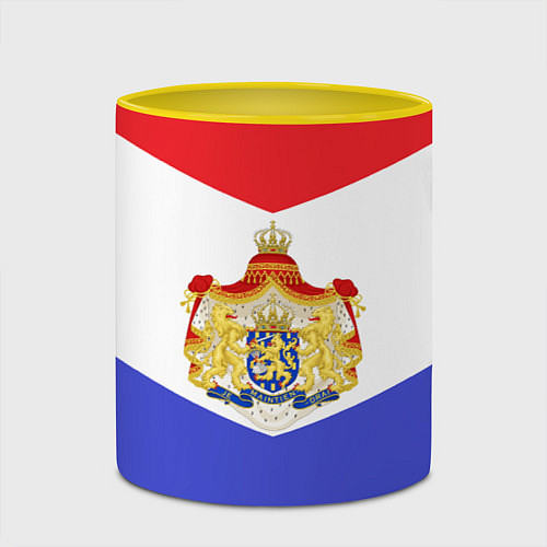 Кружка цветная Флаг и герб Голландии / 3D-Белый + желтый – фото 2