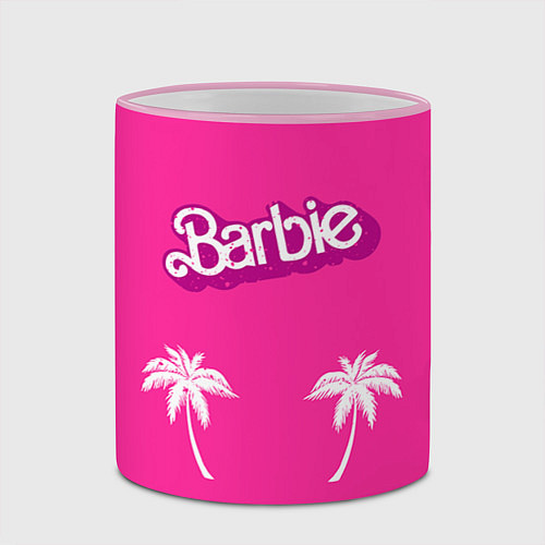 Кружка цветная Barbie пальмы / 3D-Розовый кант – фото 2