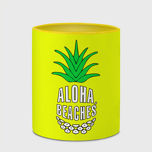 Кружка цветная Aloha, Beaches! / 3D-Белый + желтый – фото 2