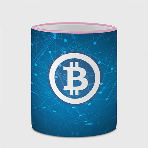 Кружка цветная Bitcoin Blue / 3D-Розовый кант – фото 2