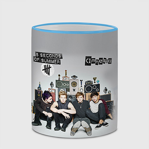 Кружка цветная 5 Seconds of Summer / 3D-Небесно-голубой кант – фото 2