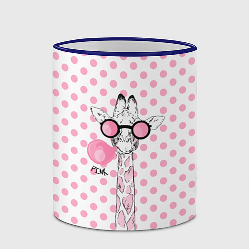 Кружка цветная Розовый жираф / 3D-Синий кант – фото 2