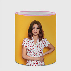 Кружка 3D Selena Gomez: Yellow Style, цвет: 3D-розовый кант — фото 2
