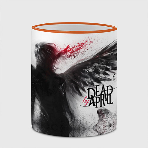 Кружка цветная Dead by April: Black angel / 3D-Оранжевый кант – фото 2