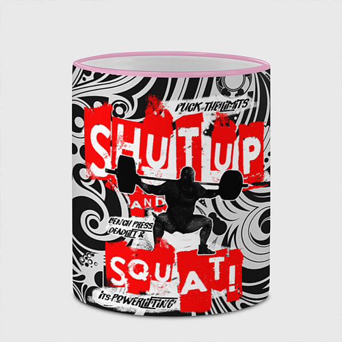 Кружка цветная Shut up & squat / 3D-Розовый кант – фото 2