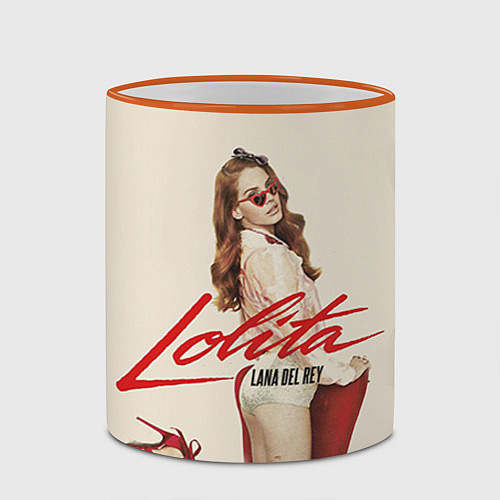 Кружка цветная Lana Del Rey: Lolita / 3D-Оранжевый кант – фото 2