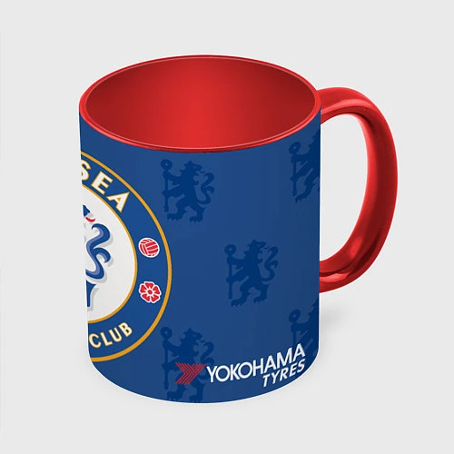 Кружка цветная Chelsea FC: Yokohama Tyres / 3D-Белый + красный – фото 1