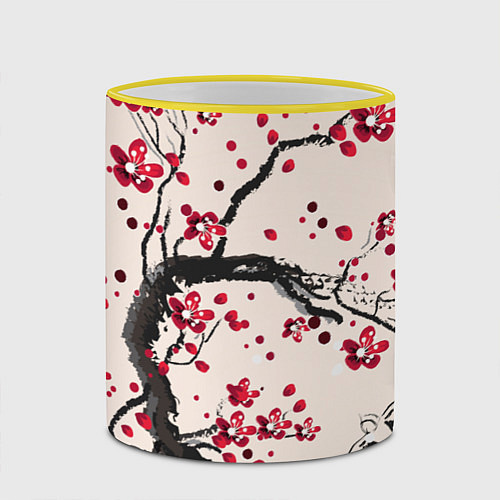 Кружка цветная Сакура / 3D-Желтый кант – фото 2