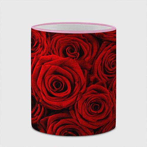 Кружка цветная Красные розы / 3D-Розовый кант – фото 2