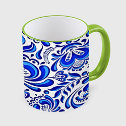 Кружка 3D Роспись гжель, цвет: 3D-светло-зеленый кант