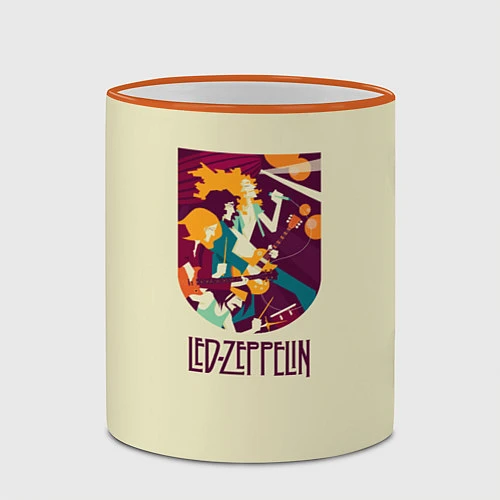 Кружка цветная Led Zeppelin Art / 3D-Оранжевый кант – фото 2