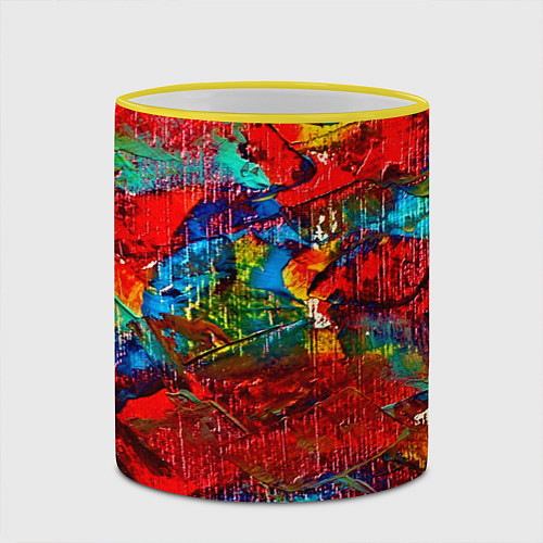 Кружка цветная Разводы абстракции / 3D-Желтый кант – фото 2