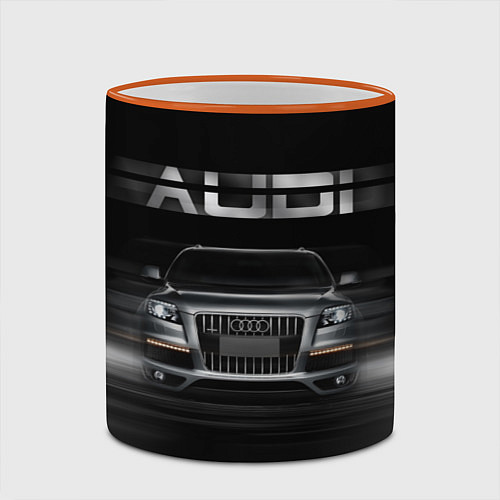 Кружка цветная Audi Q7 скорость / 3D-Оранжевый кант – фото 2