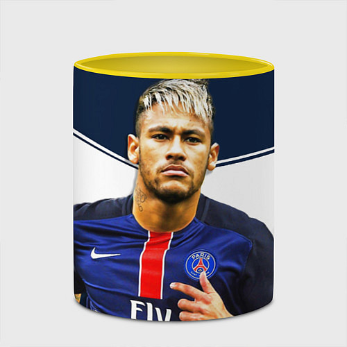 Кружка цветная Neymar: Fly Emirates / 3D-Белый + желтый – фото 2