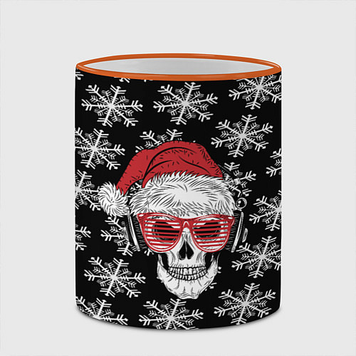 Кружка цветная Santa Skull хипстер / 3D-Оранжевый кант – фото 2