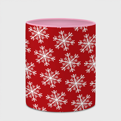 Кружка цветная Новогодние Снежинки / 3D-Белый + розовый – фото 2