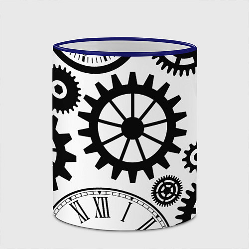 Кружка цветная Часы и шестеренки / 3D-Синий кант – фото 2