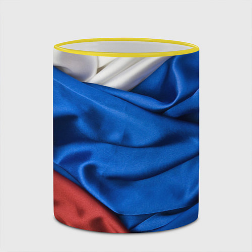 Кружка цветная Российский Триколор / 3D-Желтый кант – фото 2