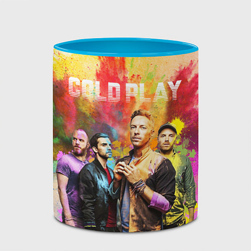 Кружка цветная Coldplay / 3D-Белый + небесно-голубой – фото 2