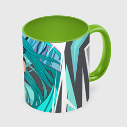 Кружка 3D Miku1, цвет: 3D-белый + светло-зеленый