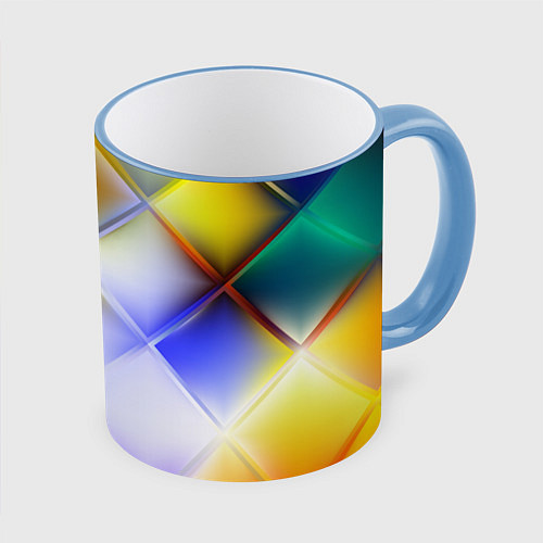 Кружка цветная Colorful squares / 3D-Небесно-голубой кант – фото 1