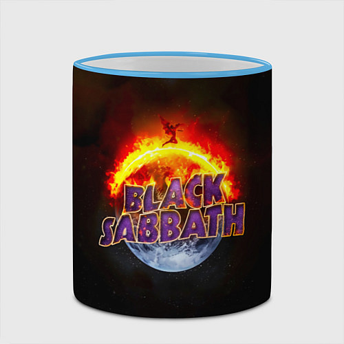 Кружка цветная Black Sabbath земля в огне / 3D-Небесно-голубой кант – фото 2