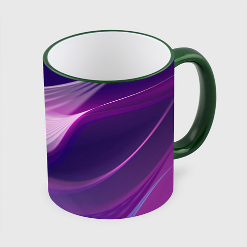 Кружка цветная Фиолетовые Волны / 3D-Зеленый кант – фото 1