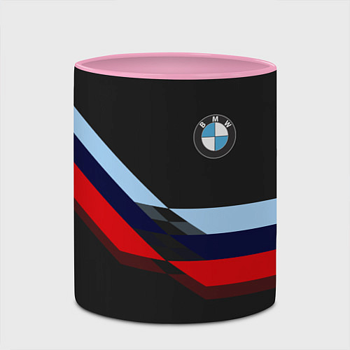 Кружка цветная Бмв Bmw Black / 3D-Белый + розовый – фото 2
