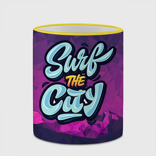 Кружка цветная Surf the City Purple / 3D-Желтый кант – фото 2