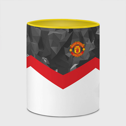 Кружка цветная Man United FC: Grey Polygons / 3D-Белый + желтый – фото 2