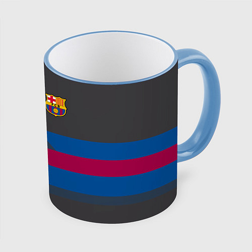 Кружка цветная Barcelona FC: Dark style / 3D-Небесно-голубой кант – фото 1