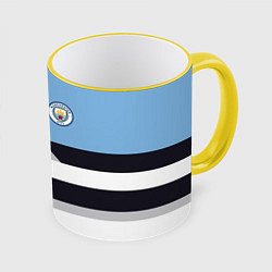 Кружка 3D Manchester City FC: White style, цвет: 3D-желтый кант